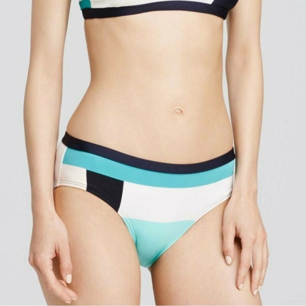 NWT Kate Spade Colorblock Bikini Set M Teal Beige - Picture 5 of 5